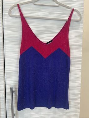 Giorgio Armani Pink and Blue Swarovski V-Neck Camisole